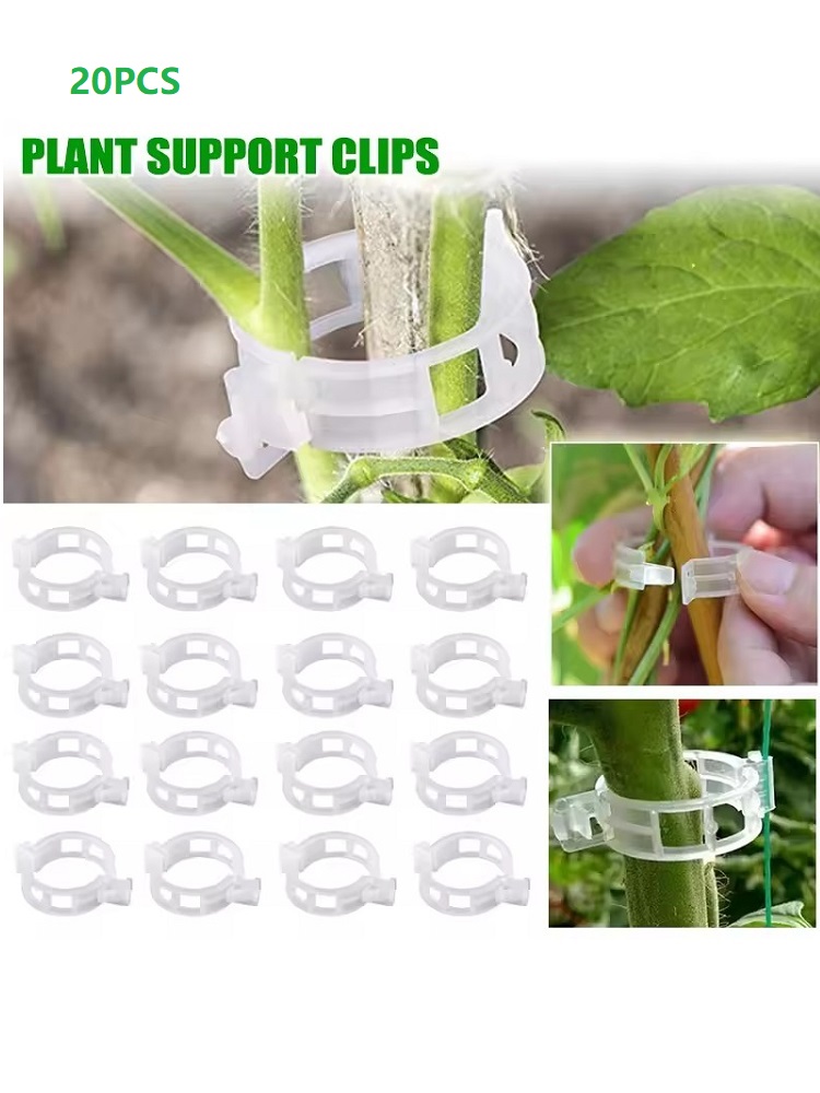 Gardening Tools Vegetables - 20個入り植物サポートクリップ、スナップオン式再利用可能なガーデニングブラケット、野菜やその他のつる性植物用耐候性ツール