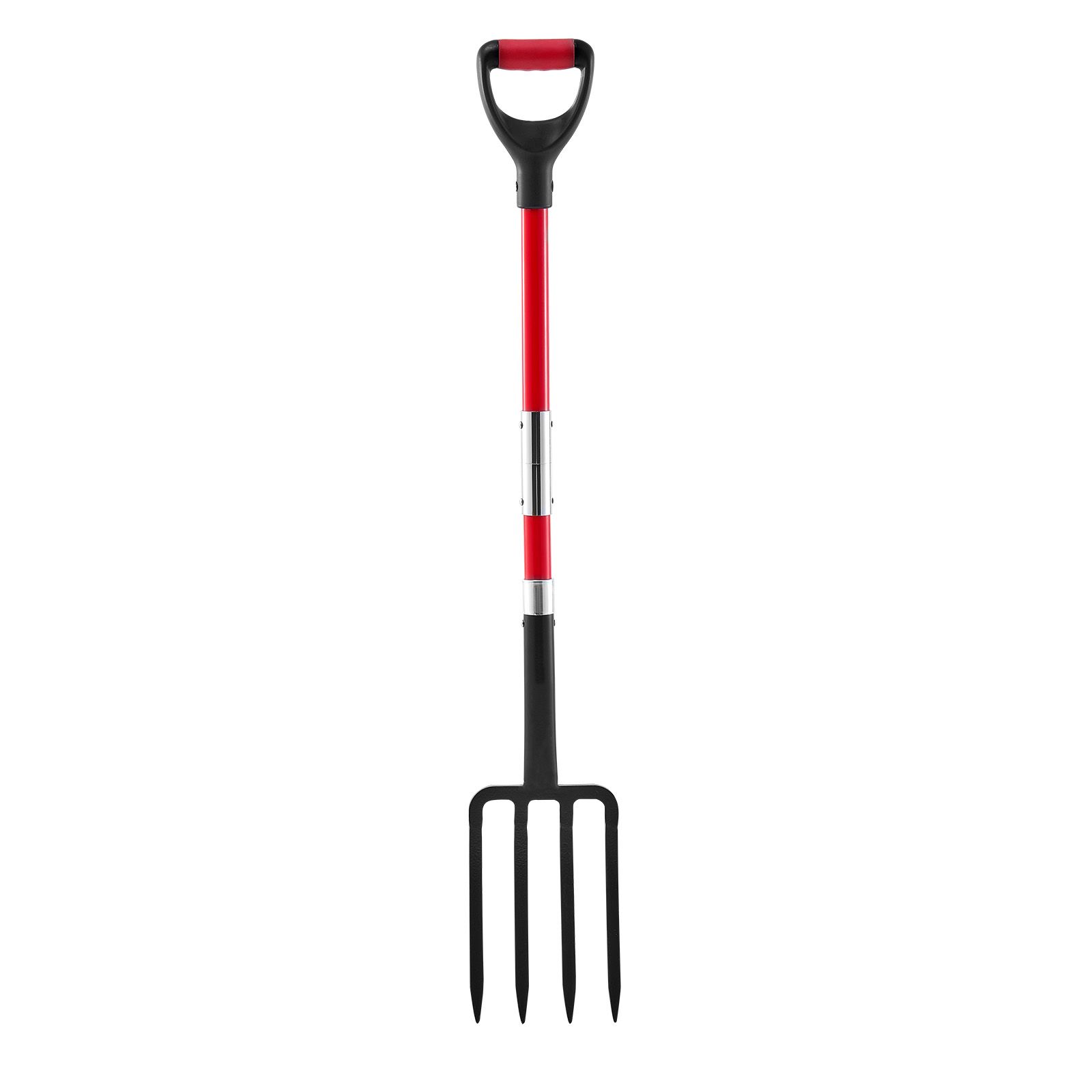 Spade Digging Fork - ガーデンフォーク、4本爪ガーデニングピッチフォーク、グラスファイバーハンドル付き、45インチヘビーデューティー掘削フォーク、Yグリップ付き、鍛造鋼製スペードフォーク、干し草、ジャガイモ、堆肥化、移植、エアレーション用