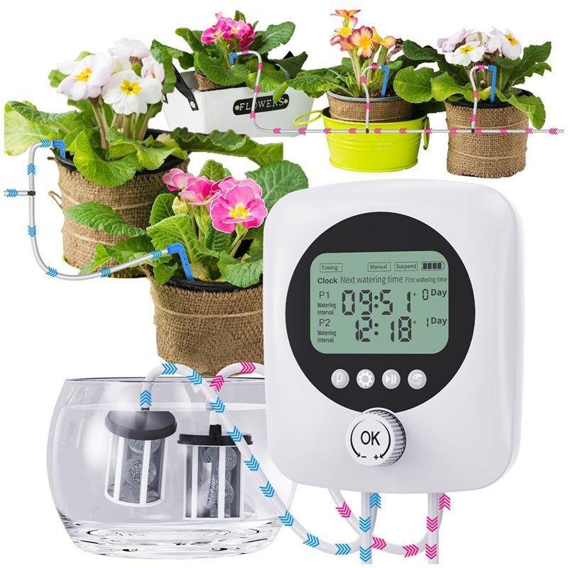 Automatic Plant Waterer - ALIM-鉢植え植物30本用 デュアルポンプ自動給水器 室内自動給水システム 休暇用デバイス