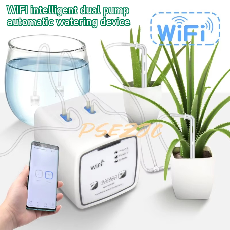 Automatic Plant Waterer - 携帯電話リモコン付き自動散水装置,インテリジェントデュアルポンプ,点滴灌漑,バルコニー,庭,鉢植え,Wi-Fi