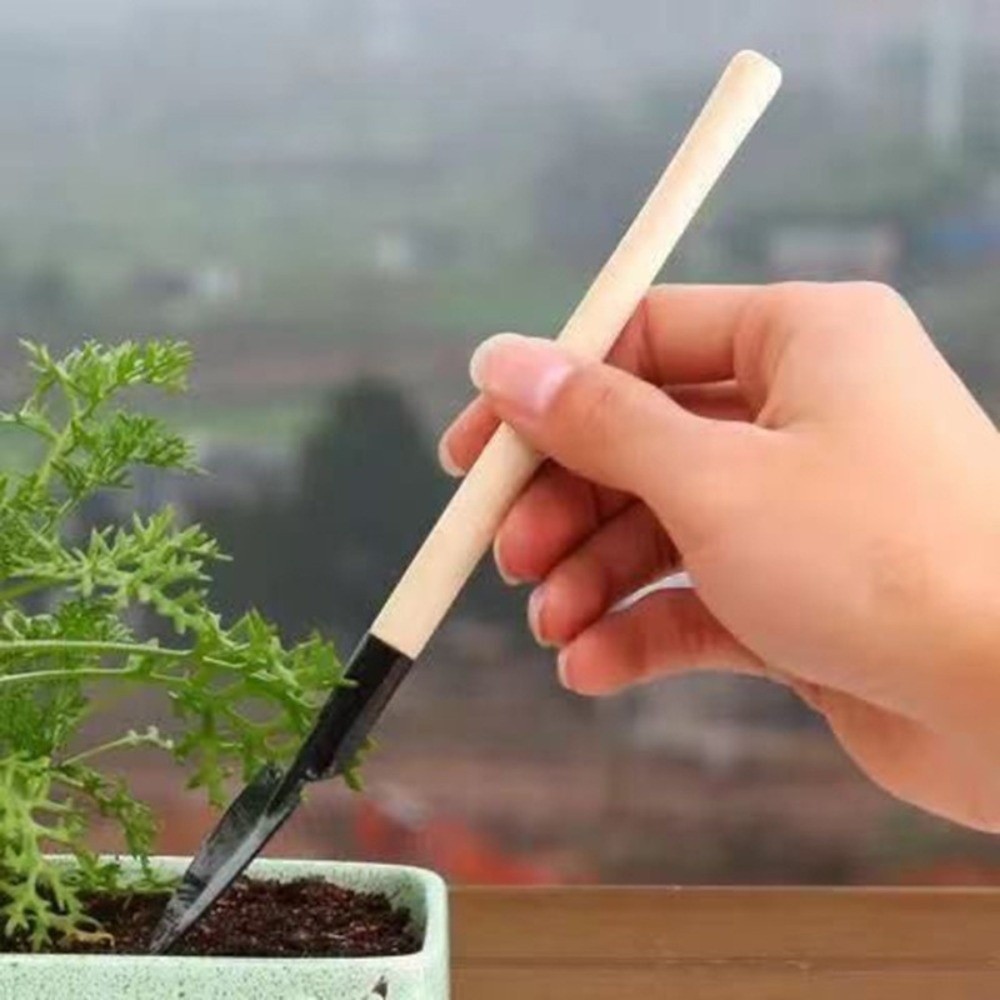 Spade Digging Fork - 多機能ミニガーデン植栽ツールセット木製ハンドル土掘りシャベル盆栽移植ツール頑丈な手かき