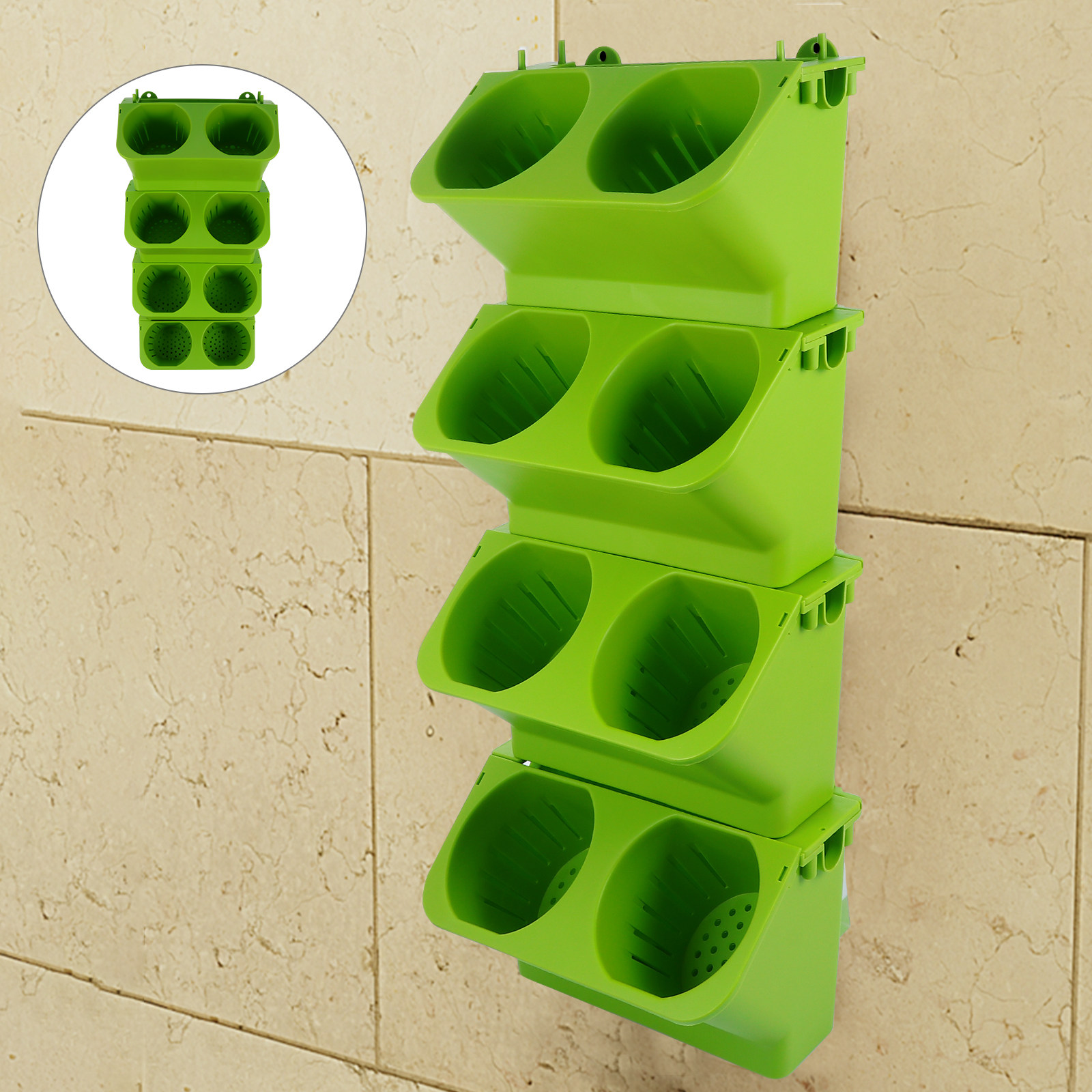 4個セット 垂直壁掛けプランターセット 自動給水 2段式背景 - Self-Watering Planter のレビューと価格