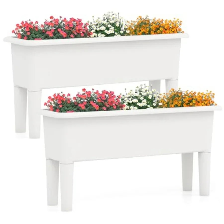 屋外用プランターボックス2個セット。水やりが簡単な構造で、脚 - Self-Watering Planter のレビューと価格