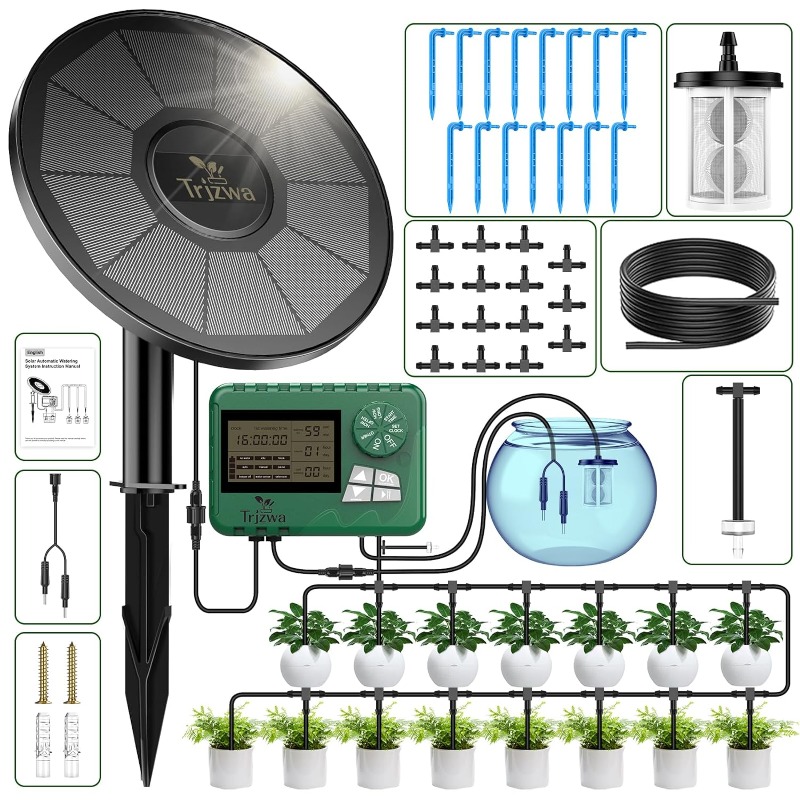ソーラー灌漑装置 温室灌漑 点滴灌漑キット 15Mホース付き - Automatic Plant Waterer のレビューと価格