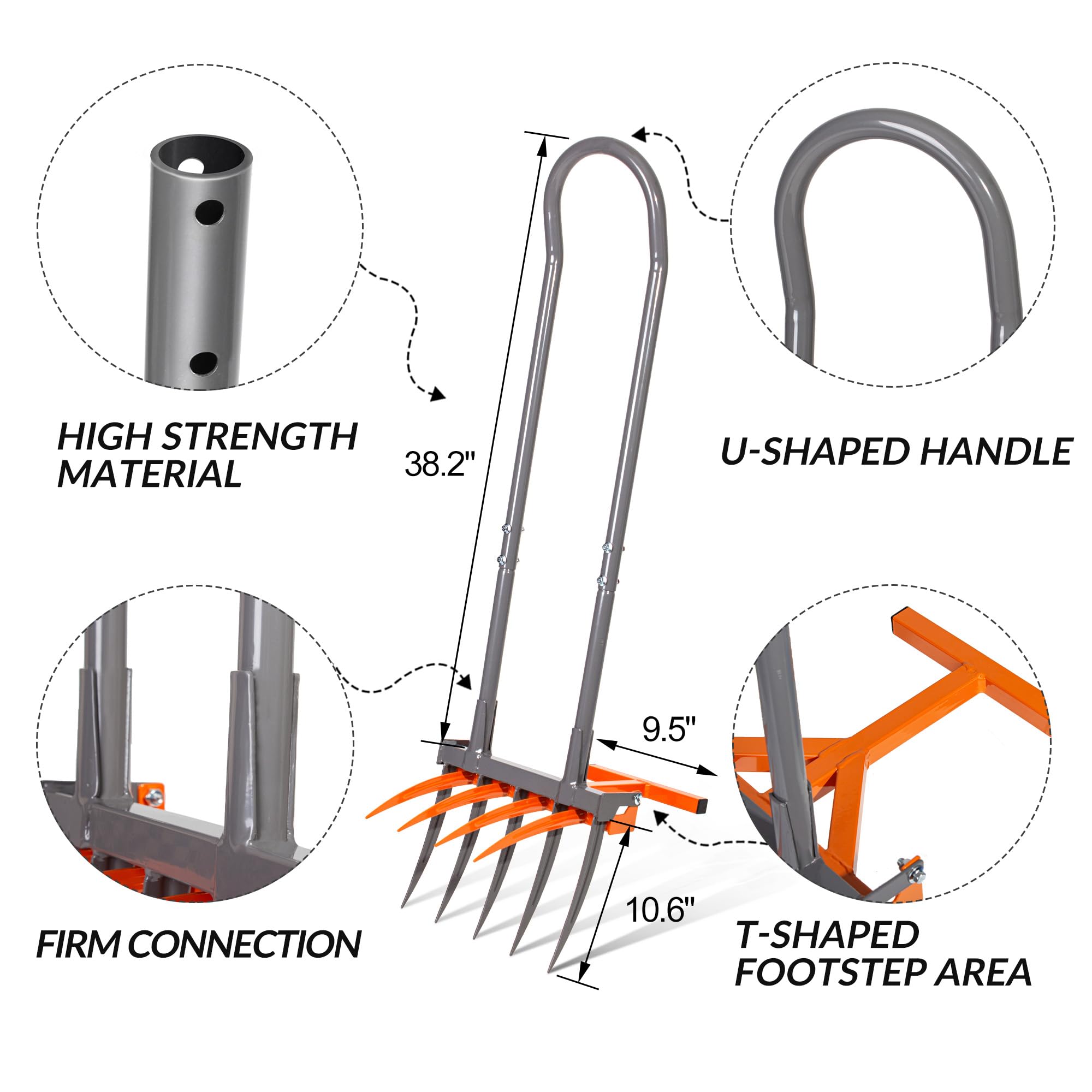 幅広フォークヘビーデューティー9歯ハンドティラー2-in-1 - Spade Digging Fork のレビューと価格