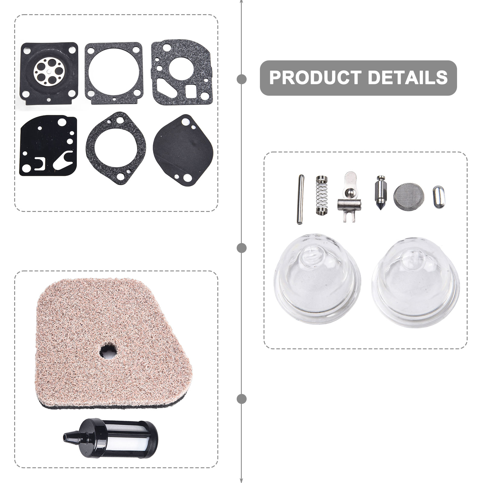 さまざまなトリマーエンジン用のキャブレターサービスキット、F - Gardening Tools Essential のレビューと価格